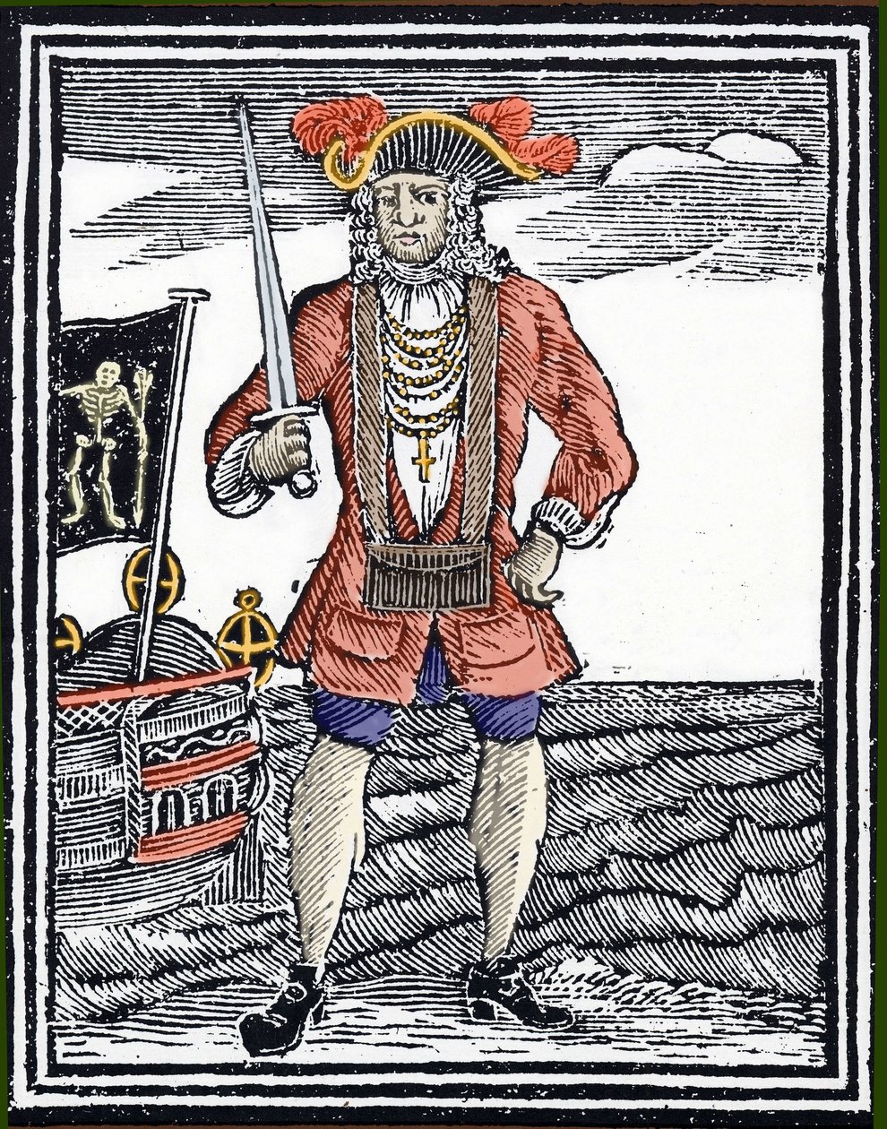 Muotokuva merirosvo Bartholomew "Black Bart" Robertsista. tekijältä Unknown artist