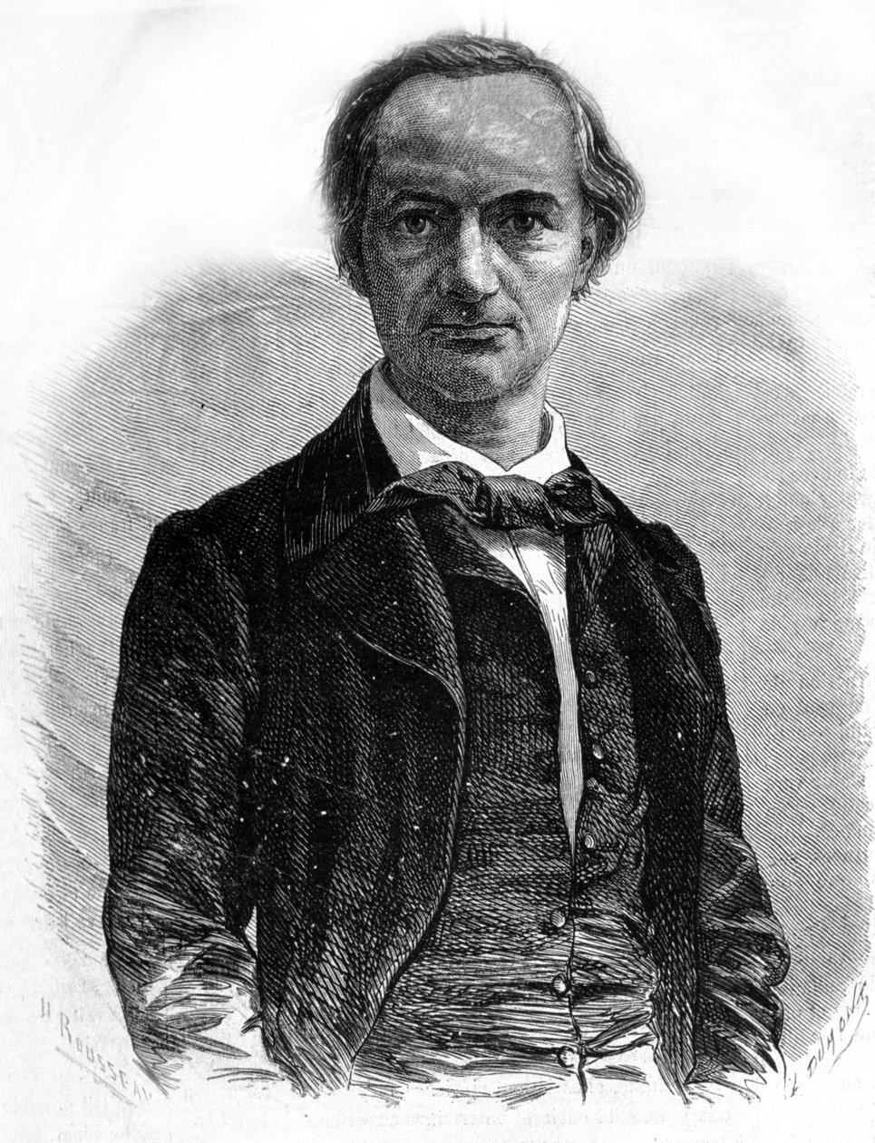 Runoilija Charles Baudelairen (1821-1867) muotokuva 1800-luvun kaiverrus tekijältä Unknown artist