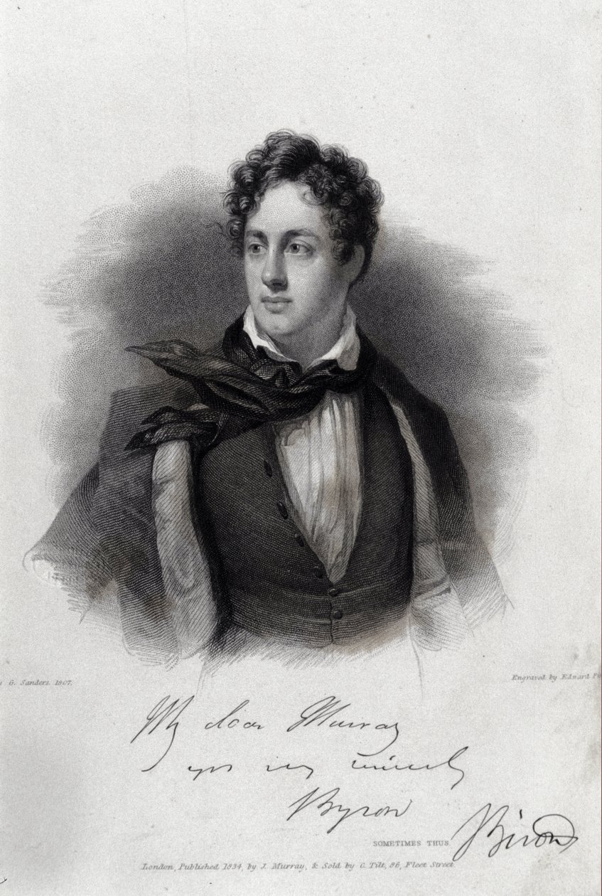 Runoilija George Gordon Byronin (1788-1824) muotokuva. tekijältä Unknown artist