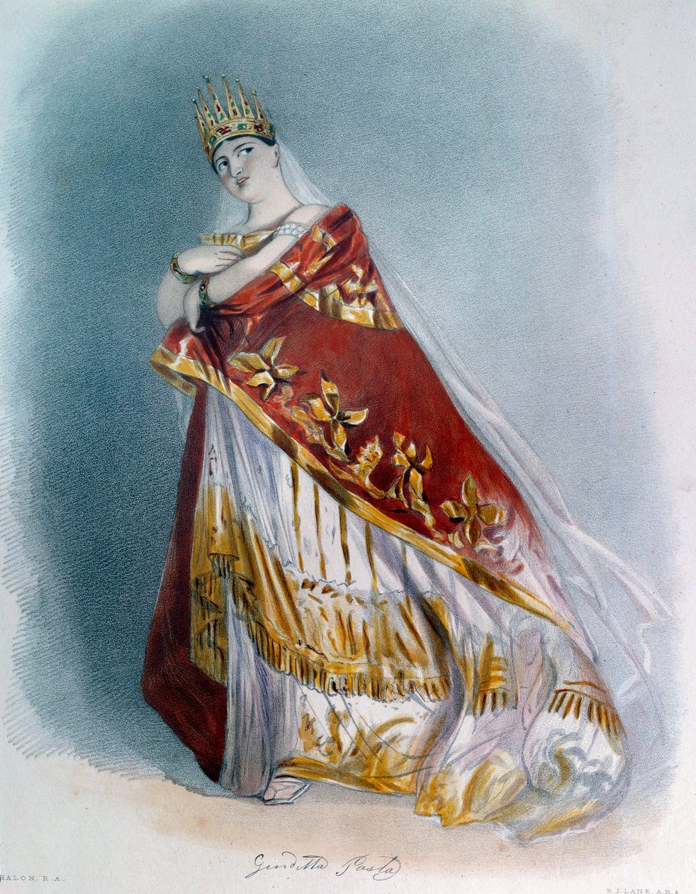 Muotokuva sopraanolaulaja Giuditta Pastasta (1797-1865) oopperapuvussa. 1837 Pariisi, Oopperan kirjasto tekijältä Unknown artist