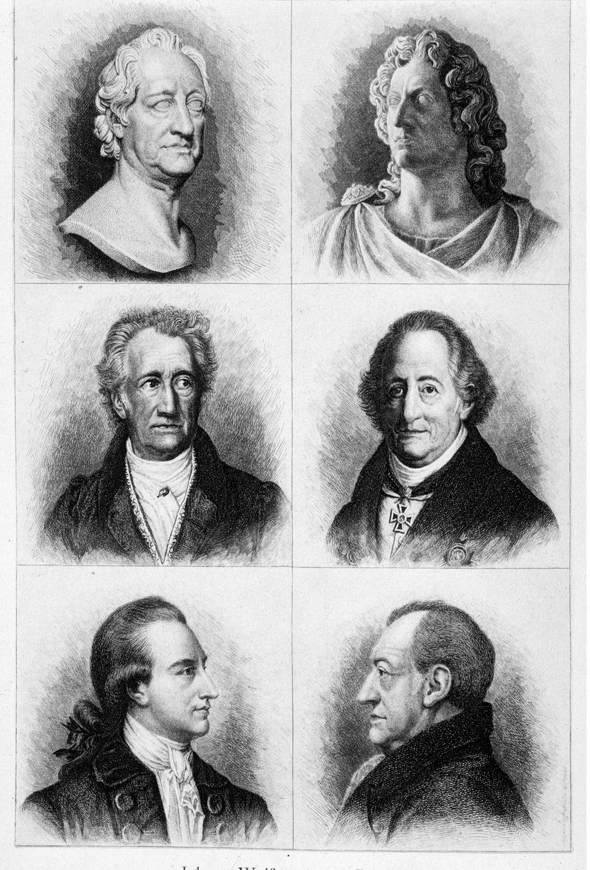 Goethen muotokuvia. Sd. kaiverrus 1800-luvulta. tekijältä Unknown artist