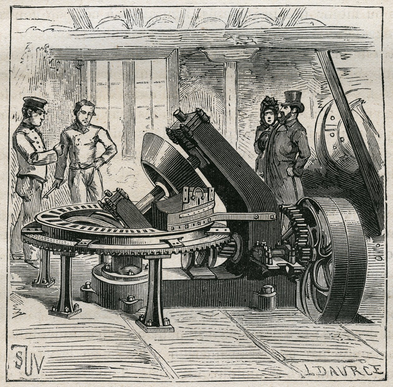 Keramiikka: Fleury-kone, jota käytetään tiilien mekaaniseen muovaukseen. Kaiverrus vuodelta 1885 kirjassa "Les arts et metiers illustres", kirjoittanut Adolphe BITARD. tekijältä Unknown artist