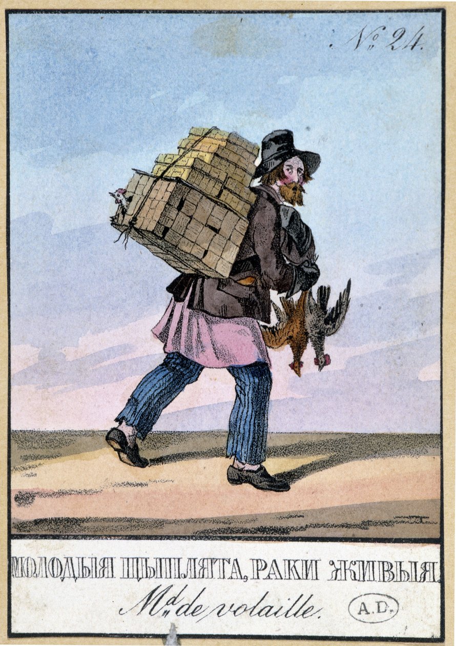Siipikarjakauppias - Kaiverrus 1800-luvulta tekijältä Unknown artist