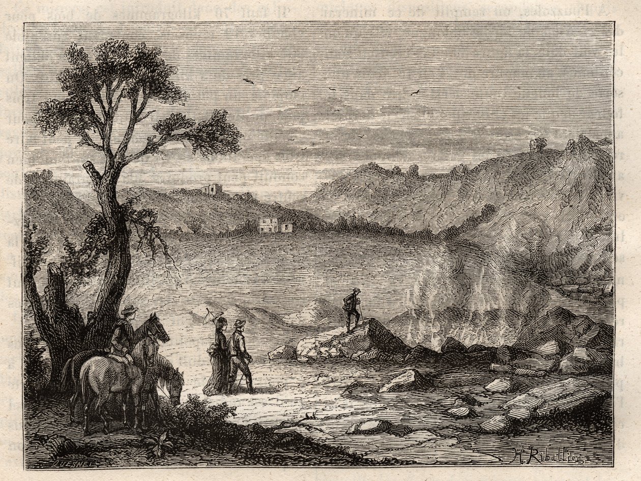 Pozzuoli Solfatara, lähellä Napolia - Pozzuolin Solfatara, Italia - kaiverrus Louis Figuierin teokseen "Les Merveilles de l