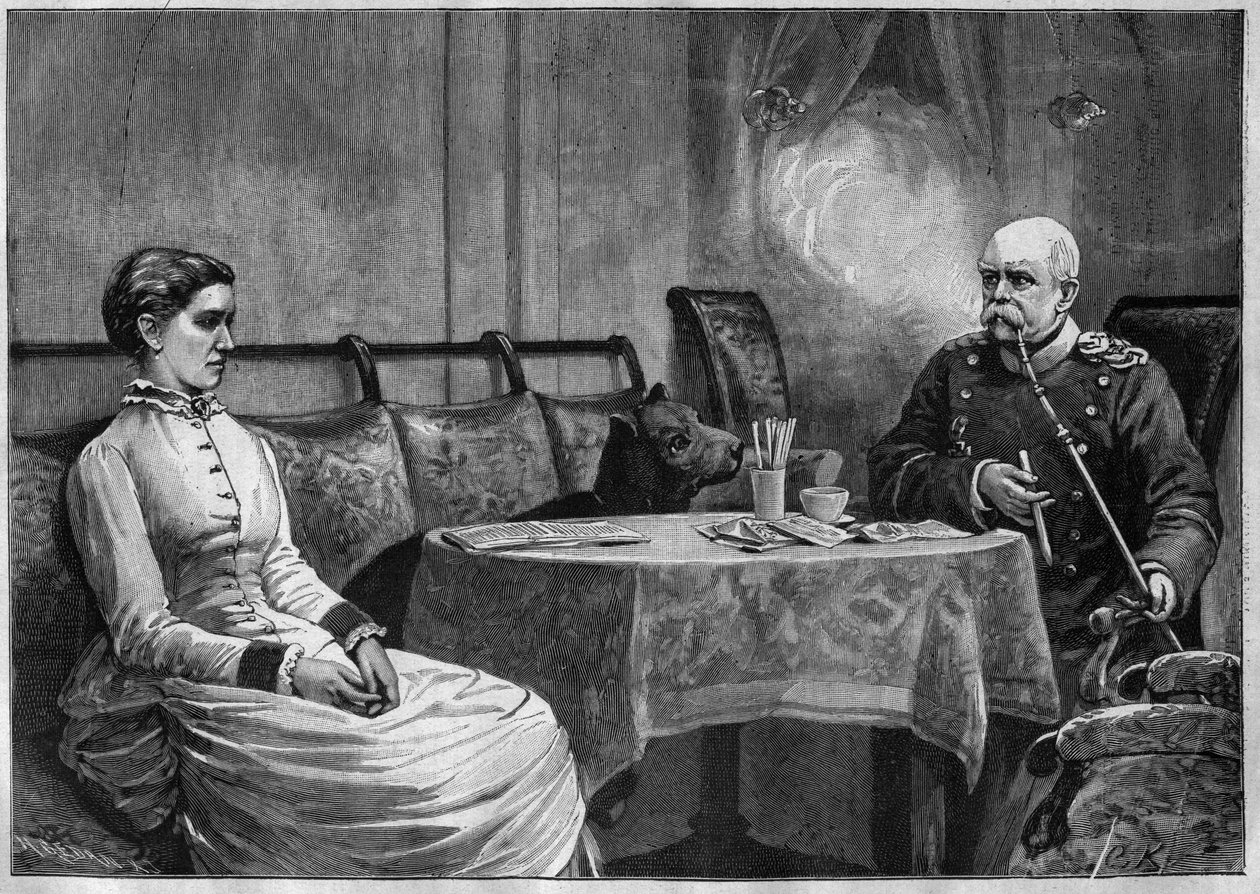 Prinssi Otto von Bismarck (1815-98) ja hänen vaimonsa Johanna (1824-94) - kaiverrus 1887 tekijältä Unknown artist