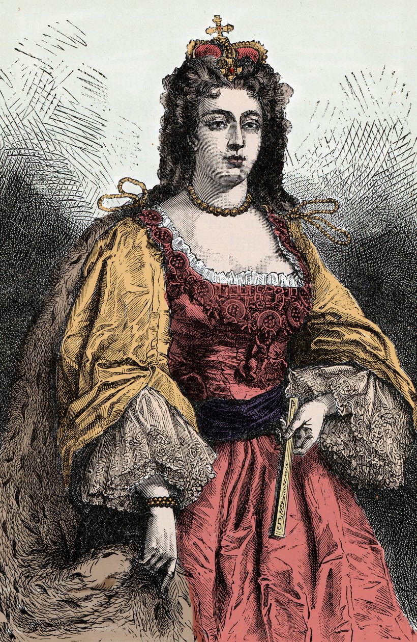 Queen Anne - Muotokuva Anne Stuartista (1665-1714), Englannin, Irlannin ja Skotlannin kuningatar - tekijältä Unknown artist
