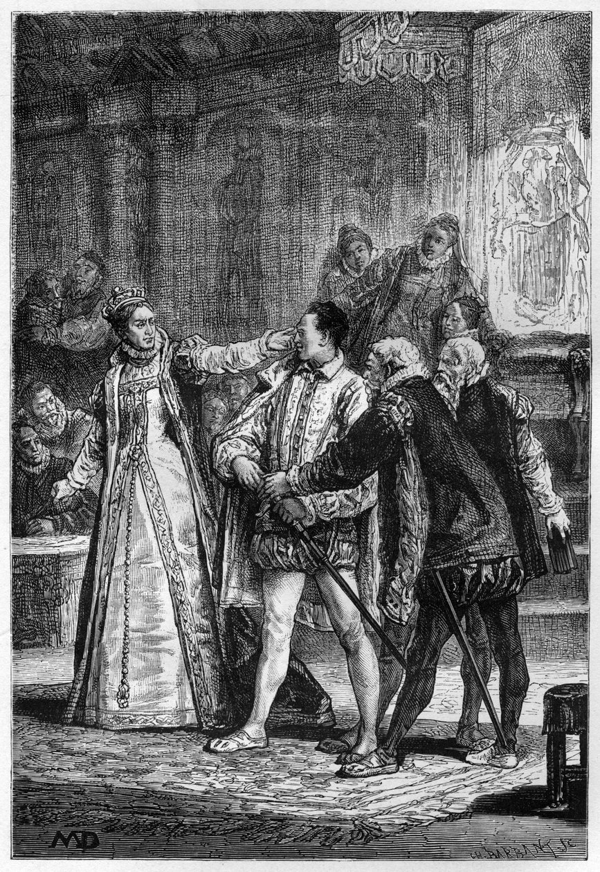Englannin kuningatar Elisabet I iskee Essexin toiselle jaarlille Robert Devereux