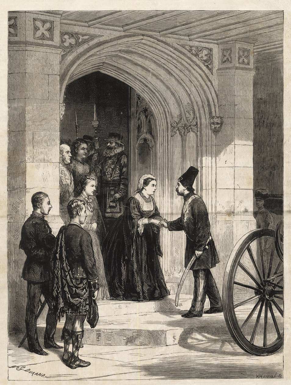 Kuningatar Victoria vastaanottaa Persian shaahin (Naser al-Din Shah Qajar - Nassereddin Shah Qajar) (Nasser al-Din tai Nassereddin Shah, Nassiruddin Shah tai Nasir al Din) (1831-1896) Suvereign