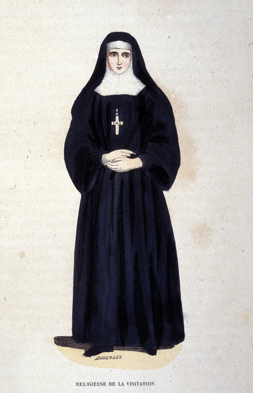 Religious of the Visitation, Saint François de Salesin ja Saint Jeanne de Chantalin vuonna 1610 perustama veljeskunta. Kaiverrus 1800-luvulta. tekijältä Unknown artist