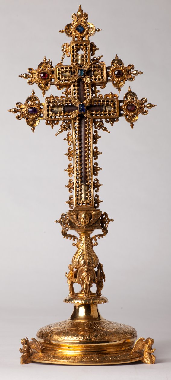 Relikvaarioristi. Metallityötä juveleilla. Alkuperäinen luostari (Saint-Amand Tournai, entinen Elnone. 1500-luku. tekijältä Unknown artist