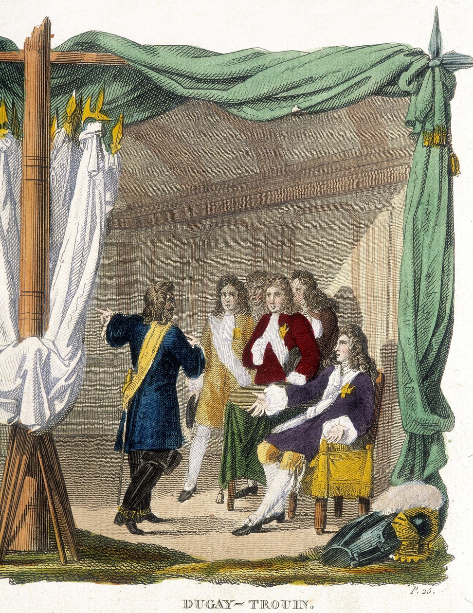 Rene Duguay Trouin (Duguay-Trouin) (Rene Trouin du Gue dit) (1673-1736) ennen kuningas Ludvig XIV:tä (1638-1715). Kaiverrus 1800-luvulta. tekijältä Unknown artist