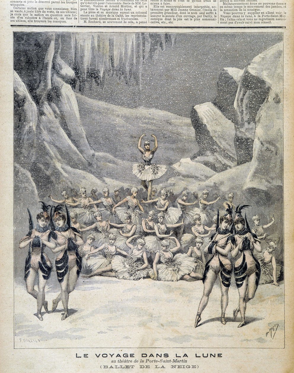 Edustus Porte Saint Martinin teatterissa "" Matka kuussa"" - "" Le Petite Journalissa"" 9.4.1892 alkaen tekijältä Unknown artist