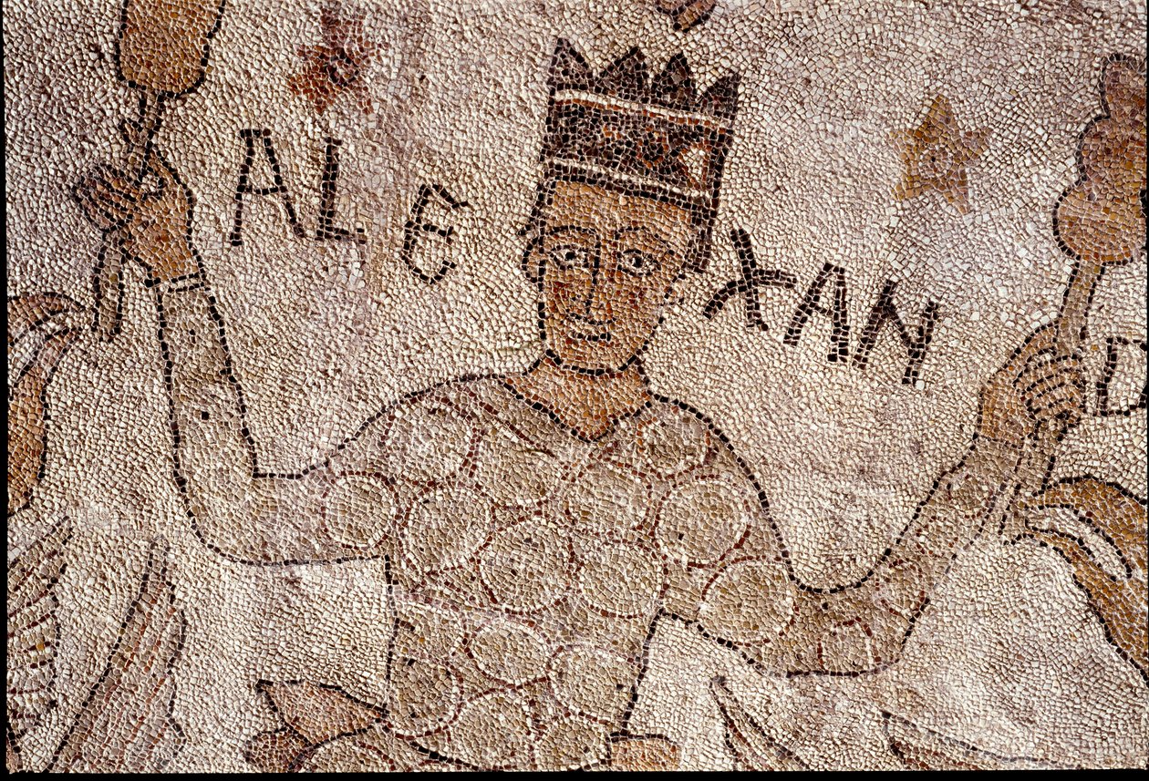 Makedoinan kuninkaan ja Persian valloittajan Aleksanteri Suuren (356-323 eKr.) edustus ympäröi Intian eläimistöä Intian valloituksen aikana. Pantaleonen (tai Pantaleonin) jalkakäytävä tekijältä Unknown artist