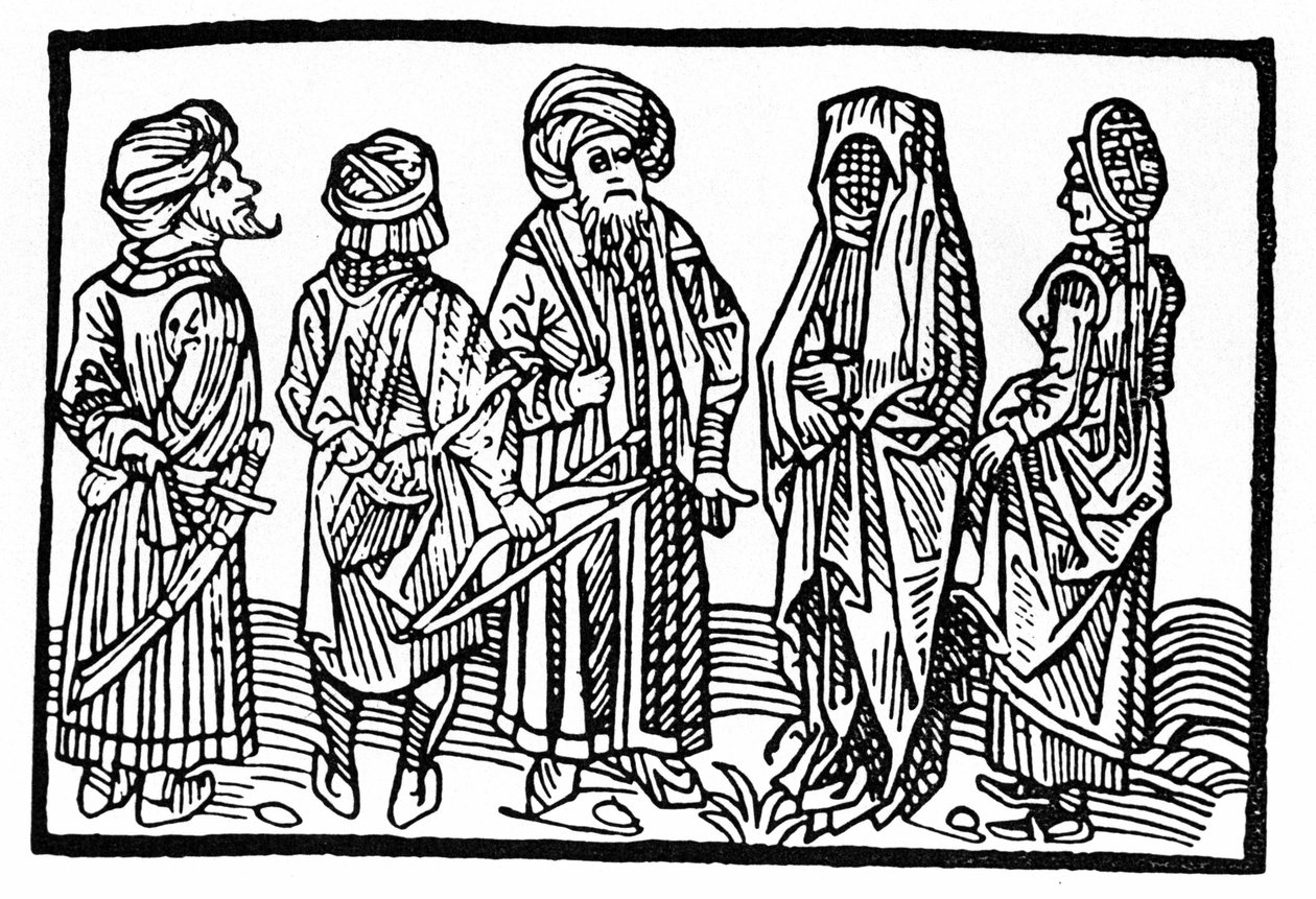 Saraseenien esitys, 1400-luvun ksylografia. tekijältä Unknown artist