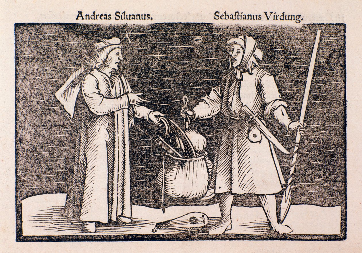Sebastian Virdungin esitys (kaiverrus tekijältä Unknown artist