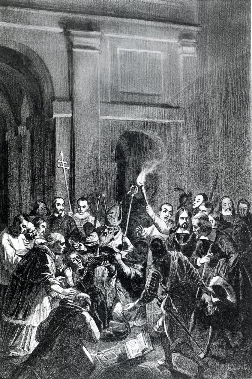 Esitys manaamiskohtauksesta. 1800-luvun kuvitus. tekijältä Unknown artist
