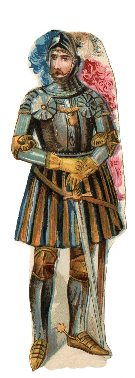 Esitys ritari Pierre Terrailista, Lord of Bayardista (1476-1524) Kromolitografia, 1800-luvun loppu. tekijältä Unknown artist