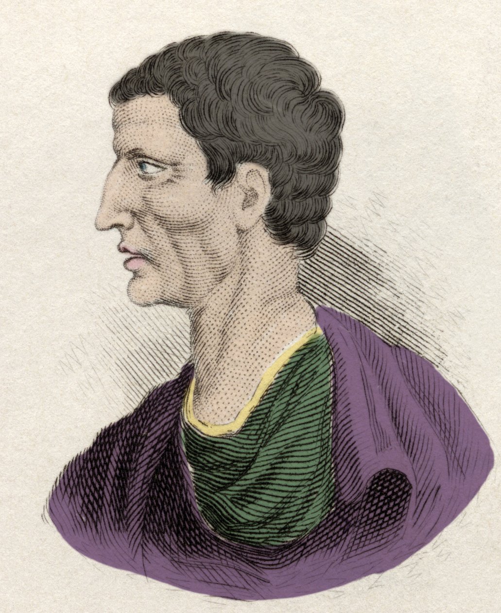 Roomalaisen poliitikon Lucius Cornelius Sullan (tuoli tai tuoli) (138-68 eKr.) edustus. Kaiverrus 1800-luvulta. tekijältä Unknown artist