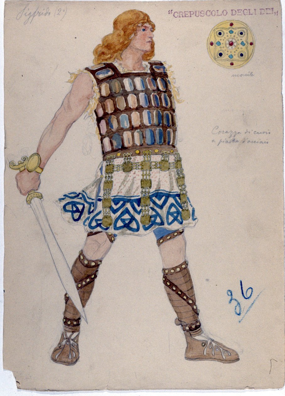 Esitys "" Siegfriedin"" hahmosta "" The Twilight of the Gods""". “Der ring des Nibelungen” tekijältä Unknown artist