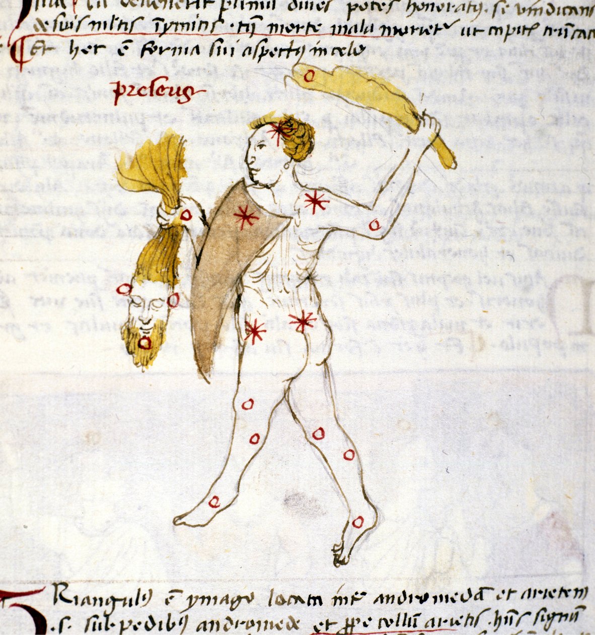 Bouvierin (Botes) tähdistön esitys Metsästäjä Botes pitää Berenikiksen hiuksia kädessään. Miniatyyri Biasino da Parman (Blaise de Parma) "Astronomicasta" (1425-1457) tekijältä Unknown artist