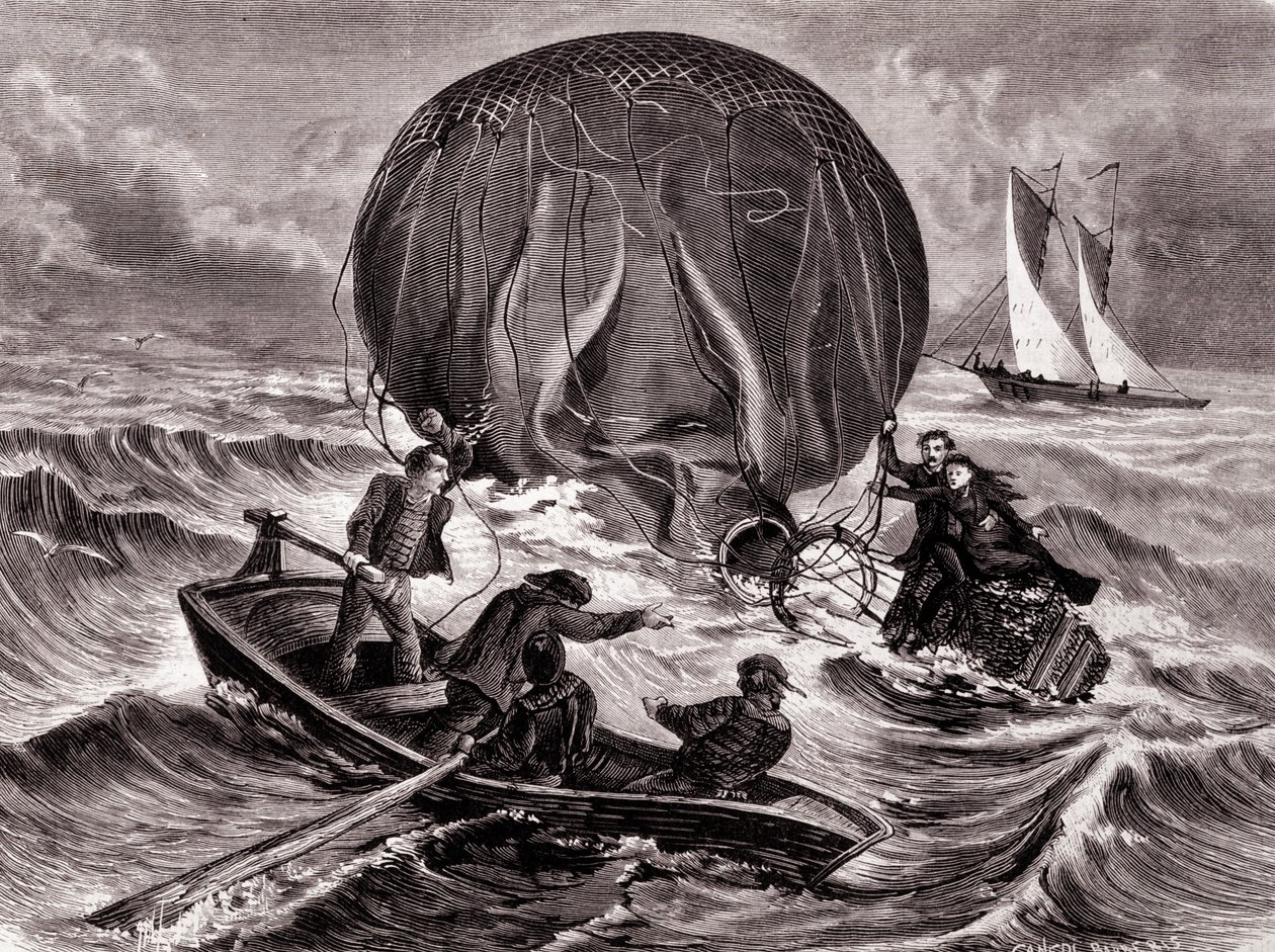 Habs-pallon pelastus, jonka asentavat herra ja rouva Durouf. Haaksirikkoutui Englannin rannikolla 1. syyskuuta tekijältä Unknown artist