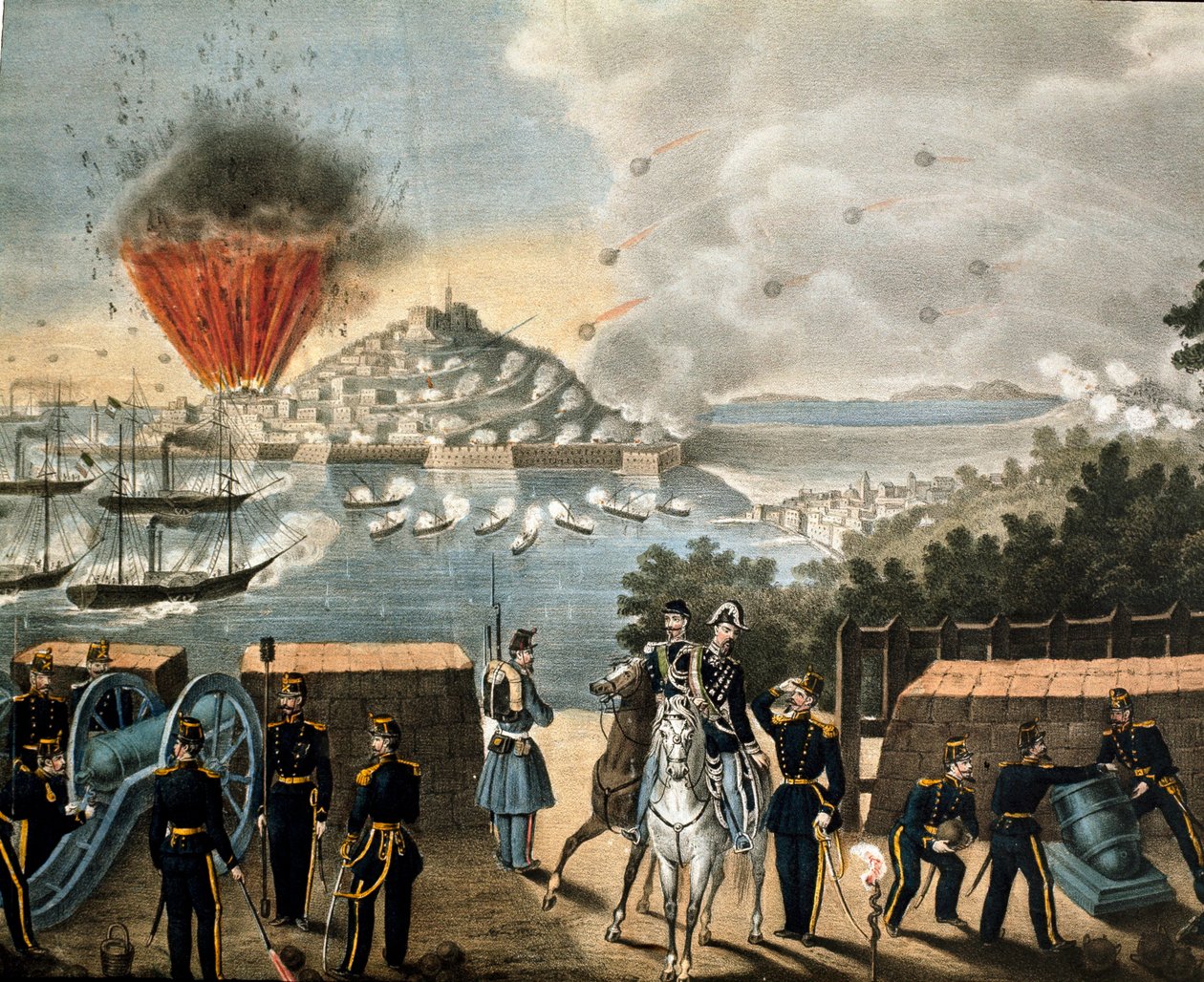 Risorgimento - Giuseppe Garibaldin (1807-1887) Tuhannen tai punapaidan retkikunta - Gaeten piiritys, Italia tekijältä Unknown artist