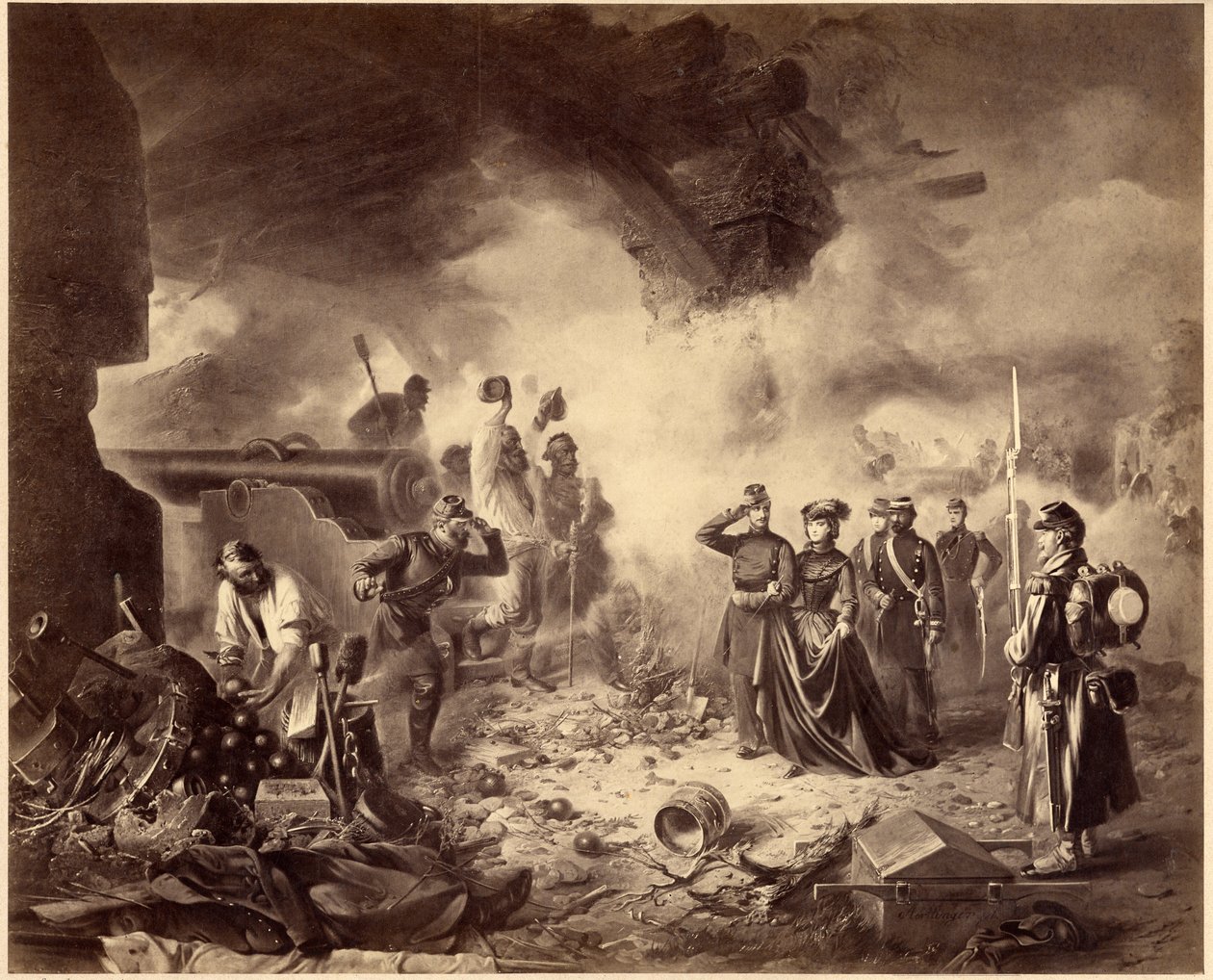 Risorgimento - Gaetan piiritys, 1860-1861. Yhdistymisen aikakausi, Italia, 1800-luku. Marie-Sophie tekijältä Unknown