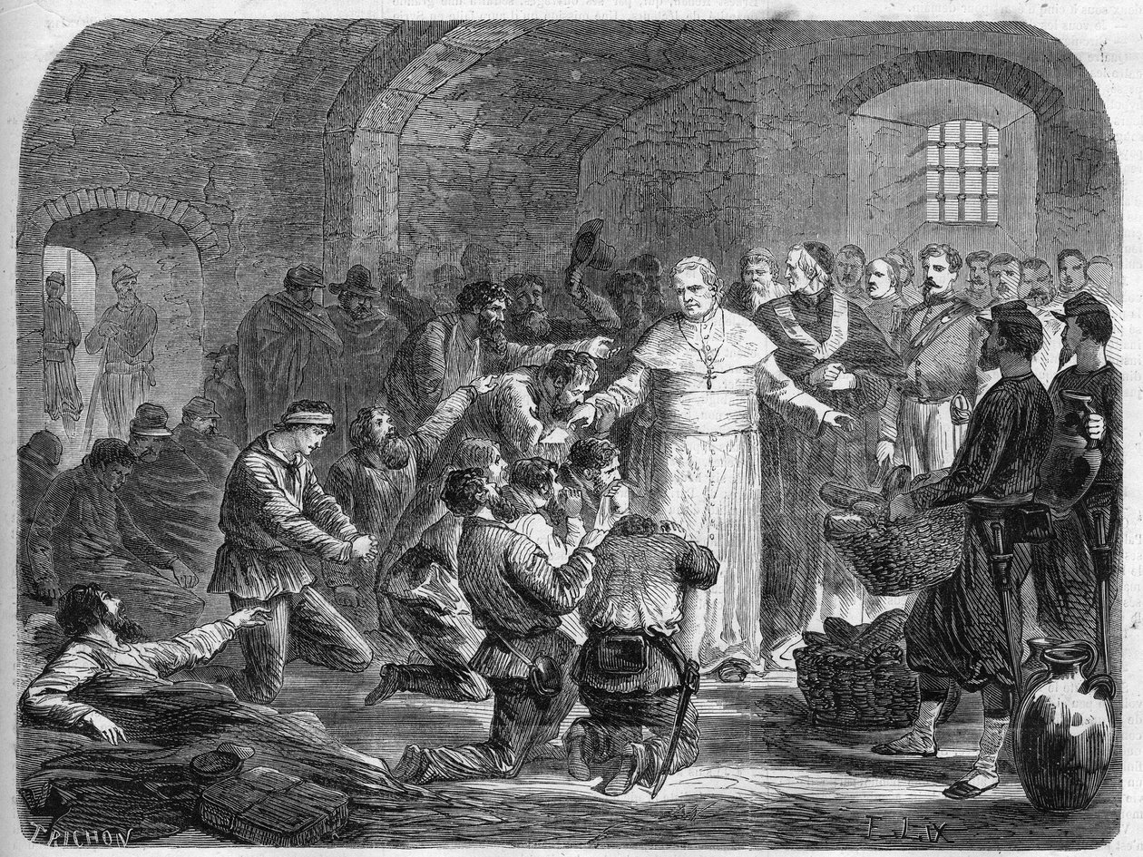 Risorgimento: Paavi Pius IX (Giovanni Maria Mastai Ferretistä tuli Pius IX tai Pio IX tekijältä Unknown artist
