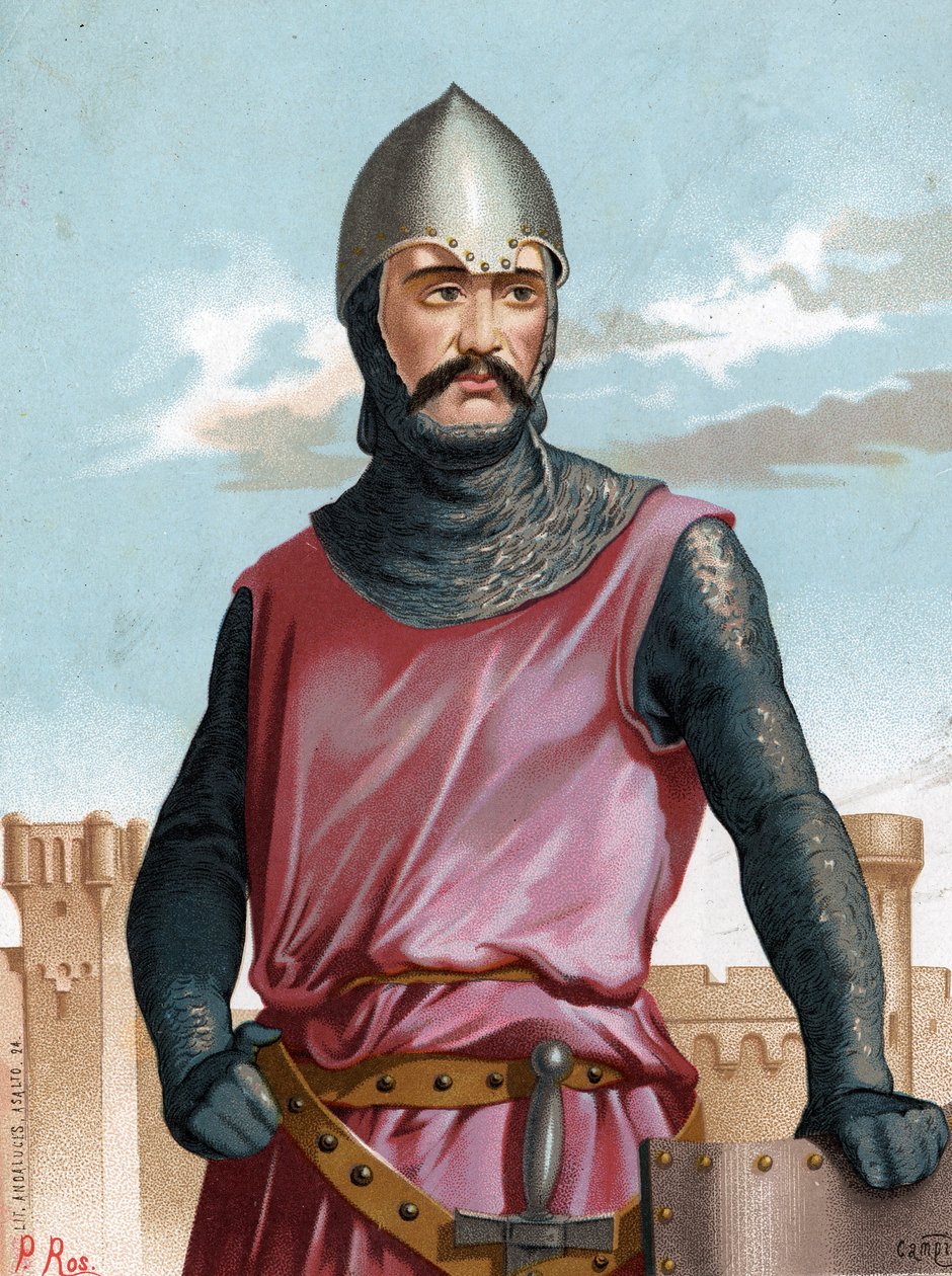 Rodrigo Dìaz de Vivar, joka tunnetaan nimellä Cid Campeador espanjalainen sankari (1043-1099). Sävyjen ja naisten kuuluisan Barcelonan 1877 jälkeen. tekijältä Unknown artist