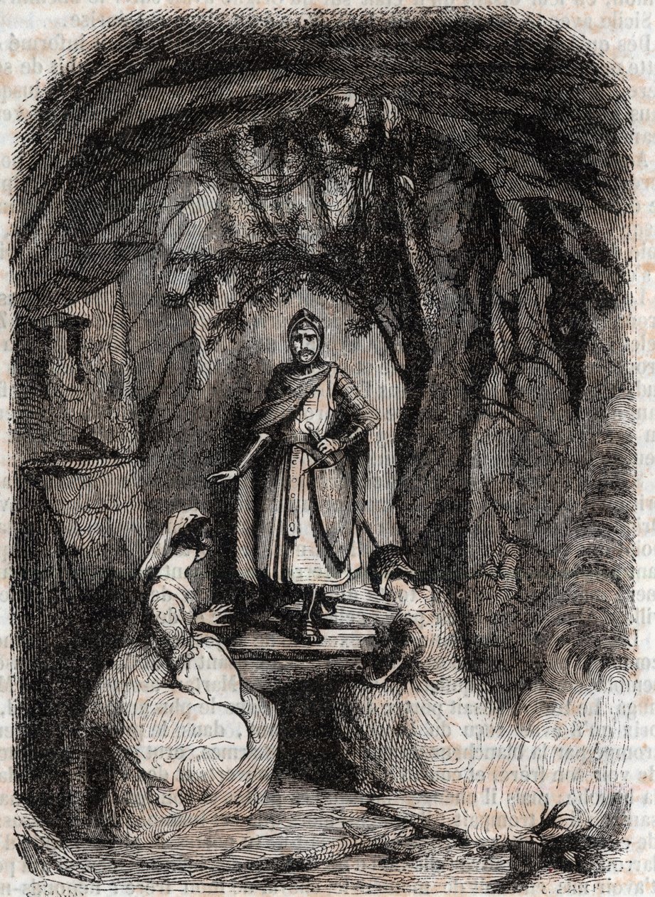 Roland näkee Isabellan luolassa - kaiverrus vuodelta 1851 Ludovico Ariostosta "" Furious Roland"" (Orlando furioso) (1500-luku), joka tunnetaan nimellä Ariosta - Tressanin kreivi käännös italiasta ja kustantaja Gustave Harvard 1851 tekijältä Unknown artist