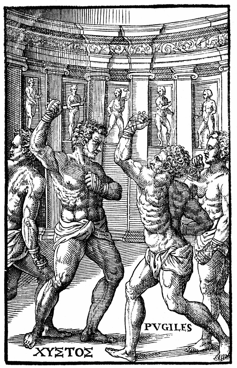 Roomalaiset painijat - teoksessa "Hieronymus Mercurialis de Arte Gymnastica", Venetsian painos tekijältä Unknown artist