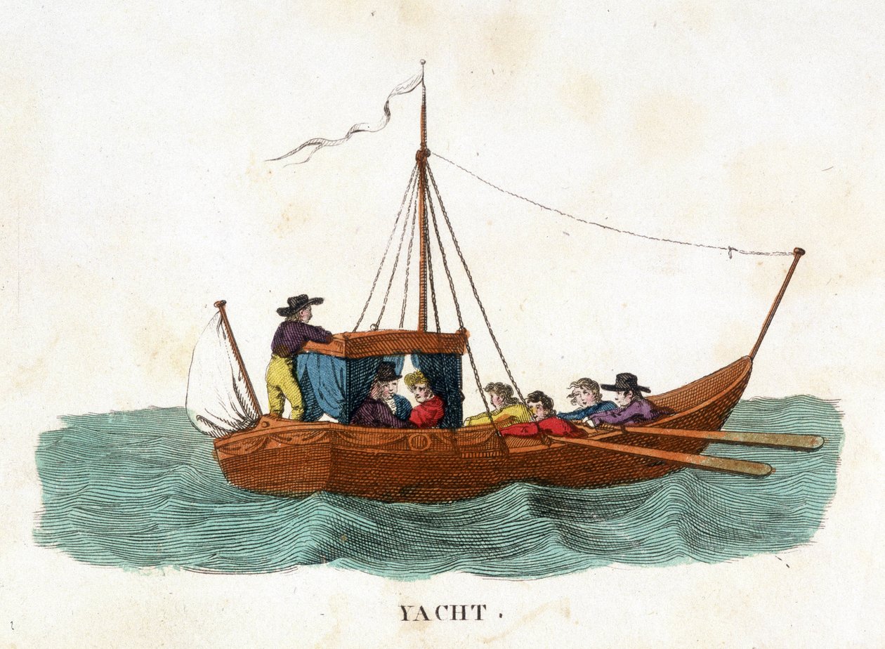 Romanttinen pariskunnan kävely jahdilla. tekijältä Unknown artist