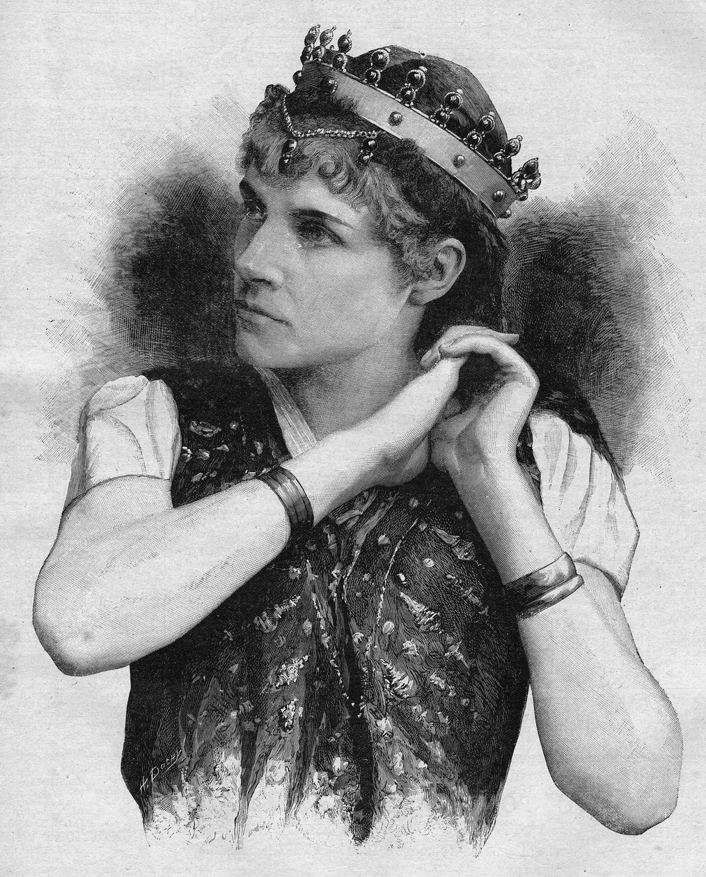 Rose Caron (1857-1930), ranskalainen laulaja Louis Etienne Ernest Reyerin "Salammbossa" vuonna 1892. tekijältä Unknown artist