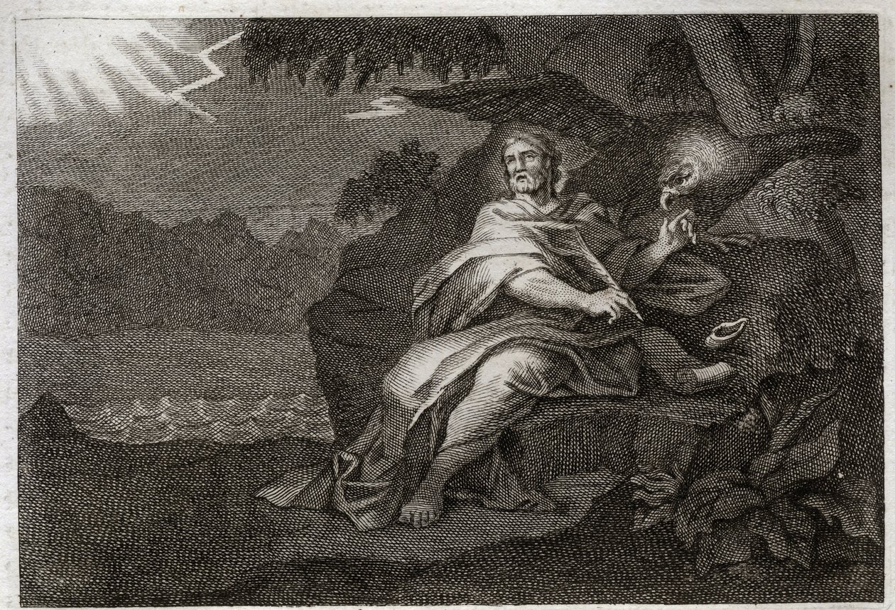 Royaumont Bible, Uusi testamentti: Evankelista Pyhä Johannes kotkan kanssa. Kuvitus vuodelta 1811. tekijältä Unknown artist