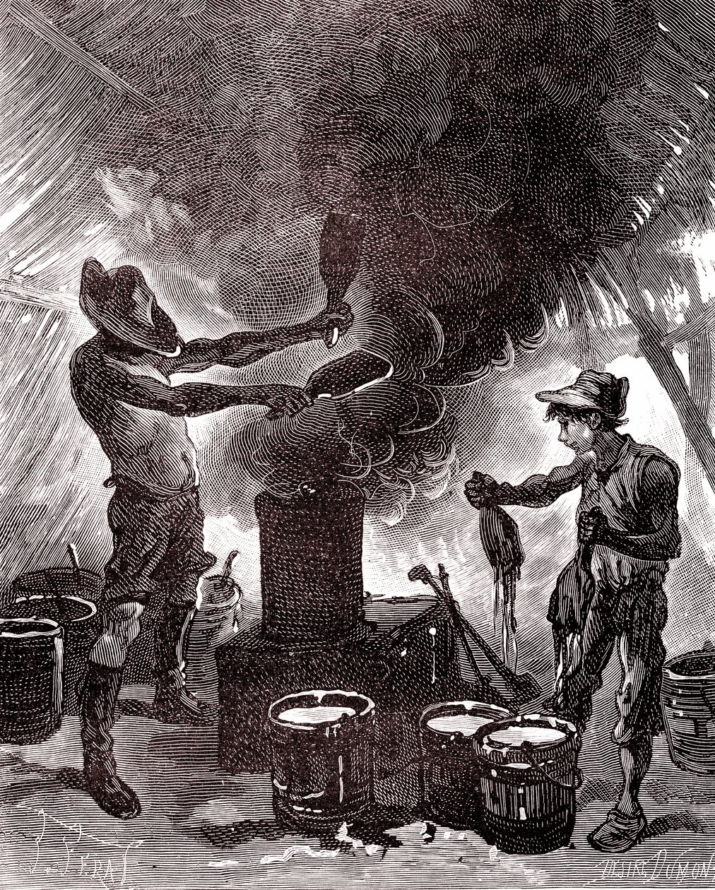 Kumin valmistus tai vulkanointi Brasilian metsässä tekijältä Unknown artist