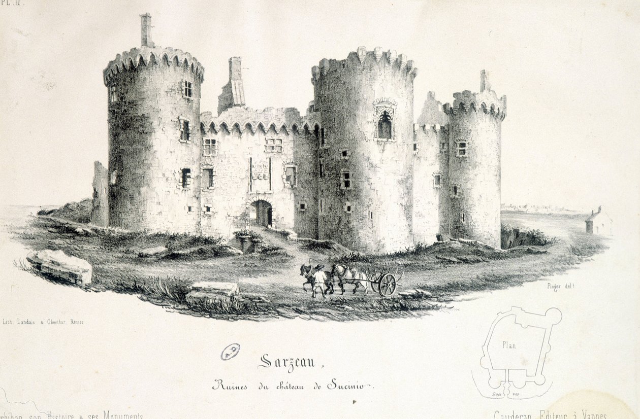 Sucinion linnan rauniot Sarzeaussa (Morbihan) - kaiverrus tekijältä Unknown artist