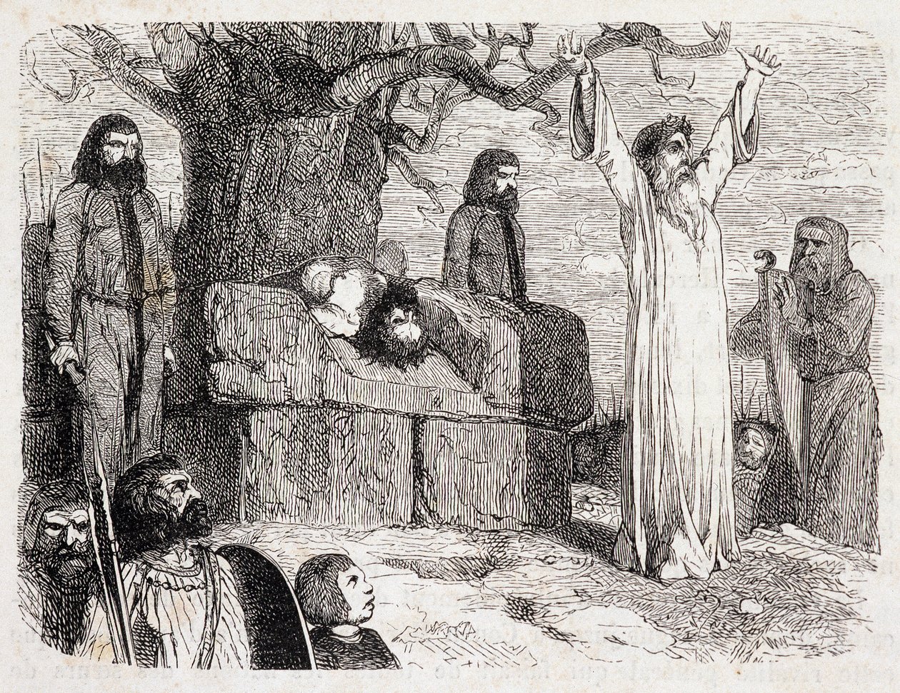 Human Sacrifice by Druids - Pitre-Chevalierin (Pitre Chevalier) "Ancient and Modern Bretagne" -julkaisussa, toimittanut W. Coquebert tekijältä Unknown artist