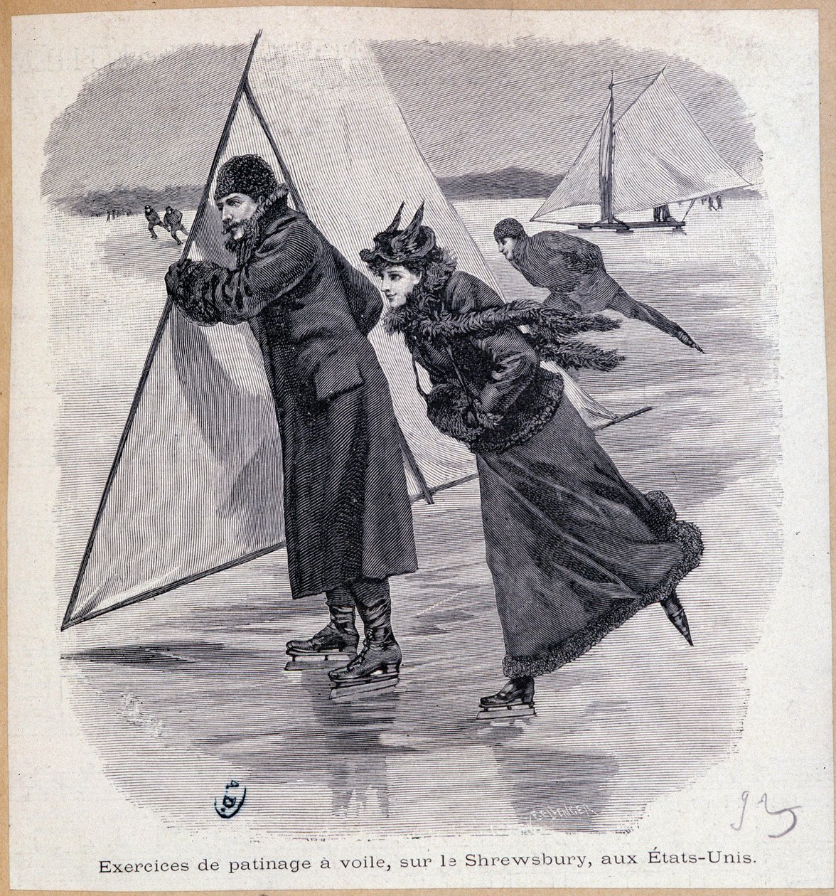 Purjehdusharjoitus, Shrewsbury, USA, noin 1890 - kaiverrus, 1800-luvun loppu tekijältä Unknown artist