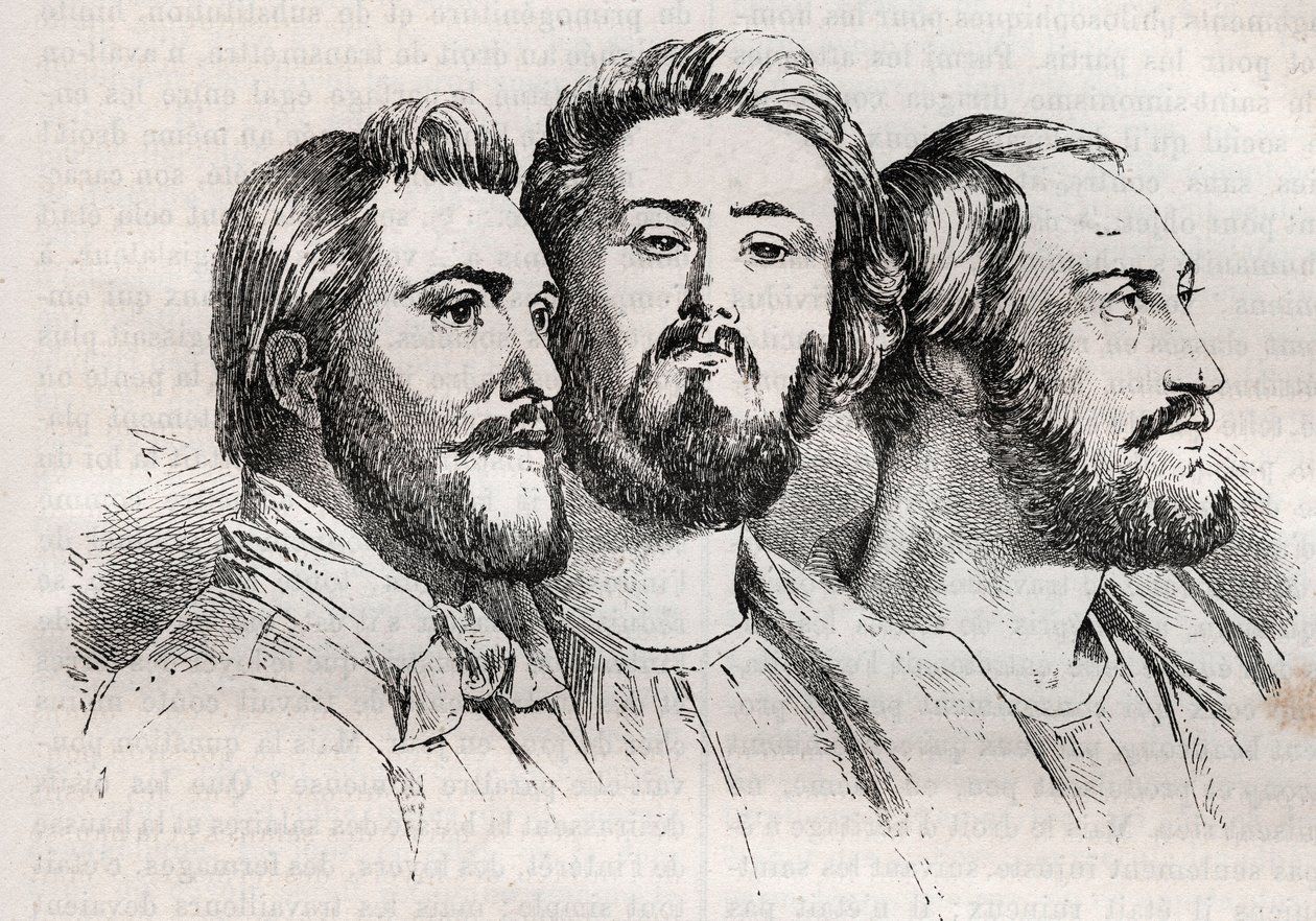 Saint-Simonianism - Saint-Simonianism - Saint Simonians - Charles Duveyrier (1803-1866) - Emile Barrault (1799-1869) - Michel Chevalier (1806-1879 - Kaiverrus vuodelta 1882 "Histoire de dix ans: 1830" Louis: 1830-18 -Valkoinen (1811-1882) tekijältä Unknown artist