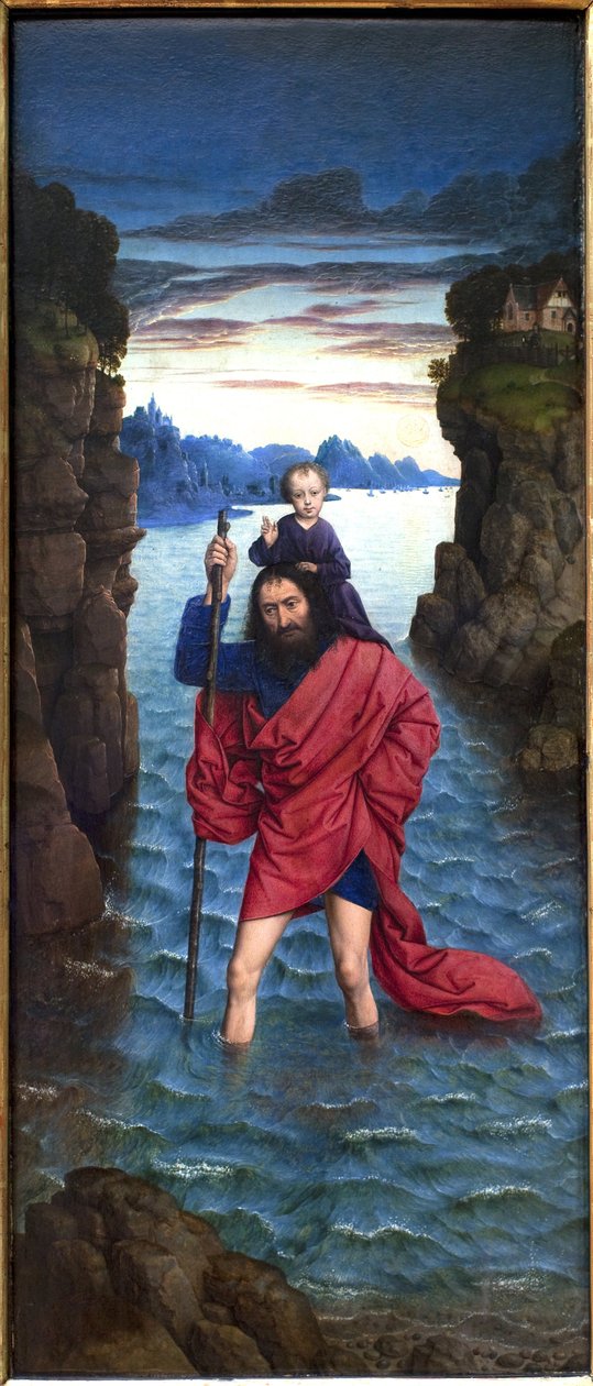 Pyhä Christopher. Anonyymi maalaus, öljy puulle, primitiivinen tekijältä Unknown artist