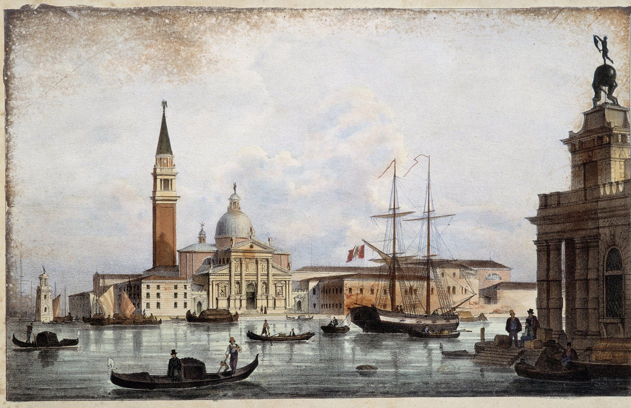 Saint George - "" Albumissa Venetsian tärkeimmistä näkymistä", kuvitus Marco Moro, toim. Gio Brizeghel, v.1840 tekijältä Unknown artist