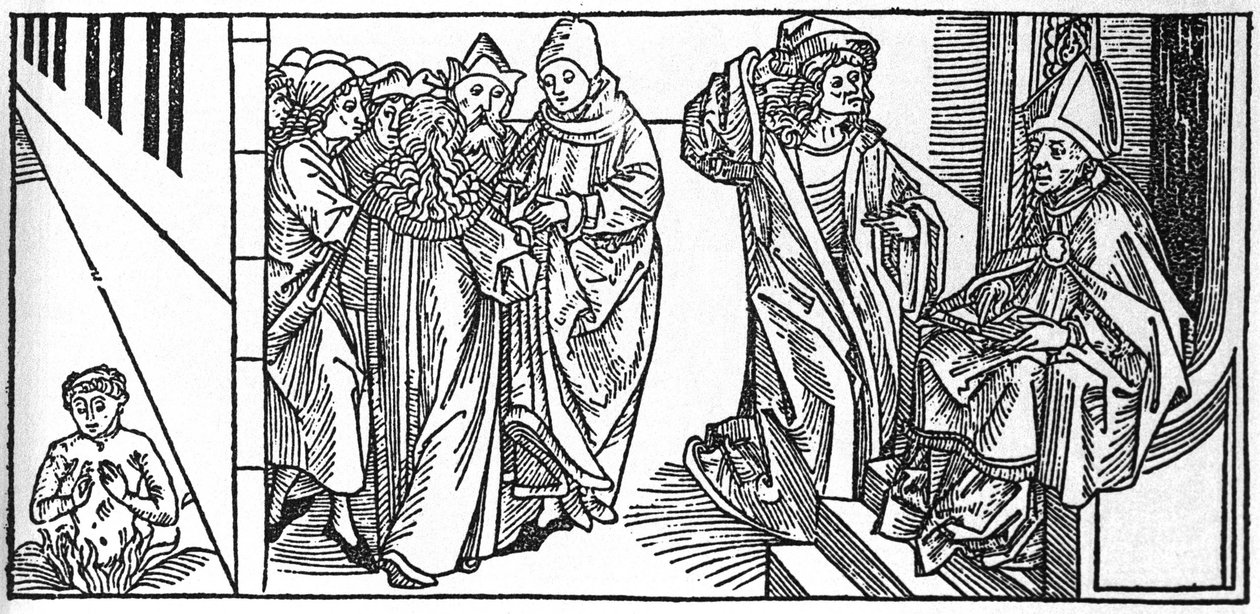 Pyhä Severin. Kaiverrus Jacobuksen (James) Voraginen (1228-1298) teoksesta "Pyhien elämä - kesäosa" (Pyhän kirja). Lyypekki 1488. tekijältä Unknown artist