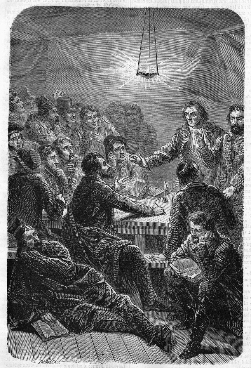 Carbonarin myynti (Reunion). (Charbonnerie tai Carboneria, 1800-luvun alku). Kaiverrus vuodelta 1864. tekijältä Unknown artist