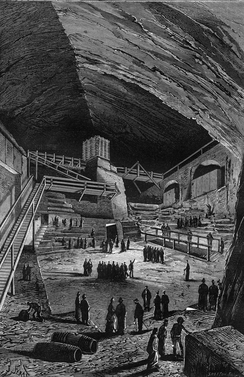 Wieliczkan suolakaivokset Puolassa. Kaiverrus "luontoon" tekijältä Unknown artist