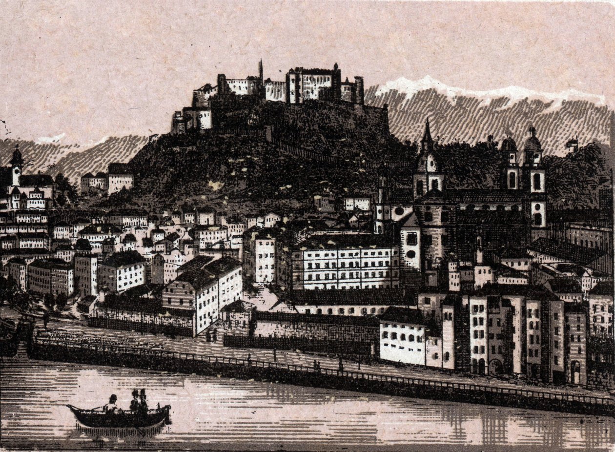 Salzkammergutin alue, Itävalta: Salzburg Kapuzinergartenista. kirjassa "" Maailma havainnollistaa 168 näkymää"" Päiväämätön (1800-luvun loppu) tekijältä Unknown artist