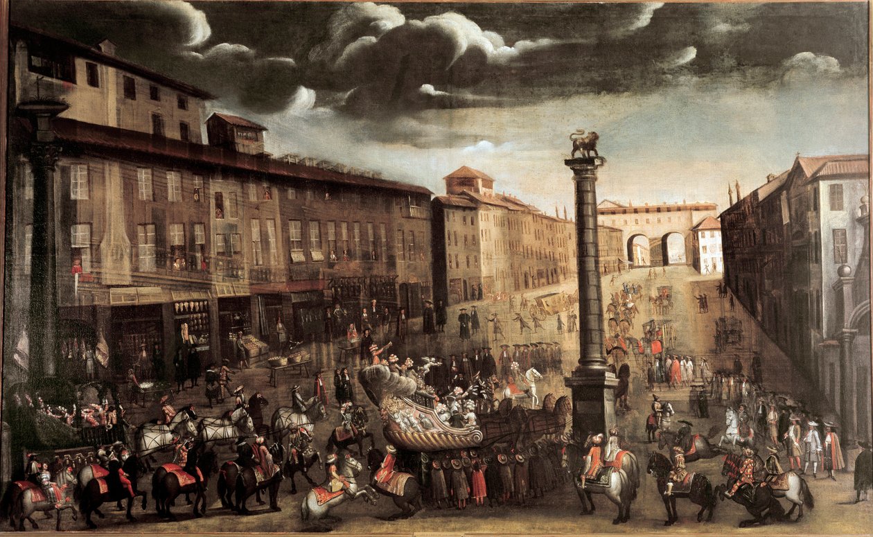 San Babilan aukio karnevaalin aikana, Milano (maalaus, 1600-luvun loppu) tekijältä Unknown artist