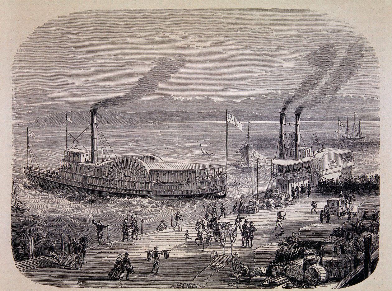 San Francisco Docks and Paddle Wheeled Boats (Kalifornia) - "Tour du Mondessa" tekijältä Unknown artist