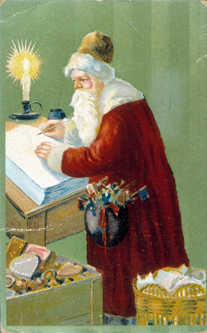 Joulupukki valmistaa lahjoja. tekijältä Unknown artist