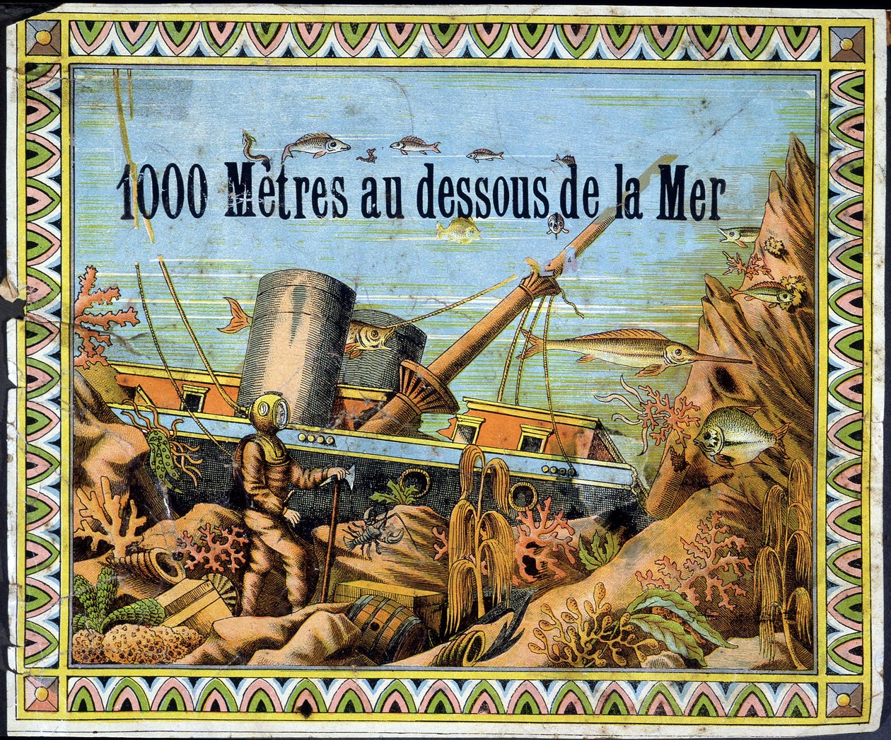 Scaphandler ja haaksirikkoutunut vene - "" 1000 metriä meren alla"" Jules Verne tekijältä Unknown artist