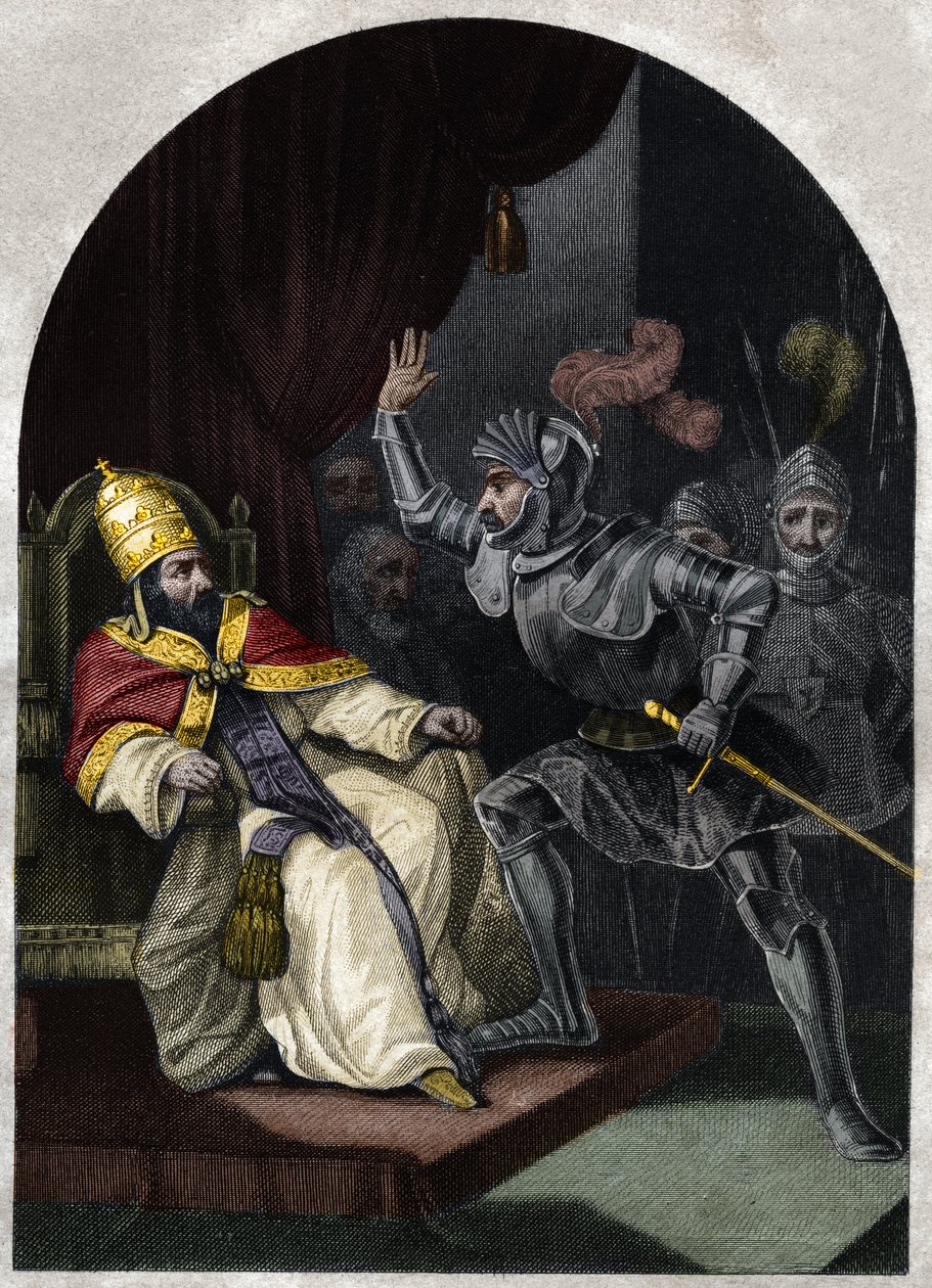 Sciarra Colonna läimäyttää paavi Bonifatius VIII:aa kasvoihin tekijältä Unknown artist